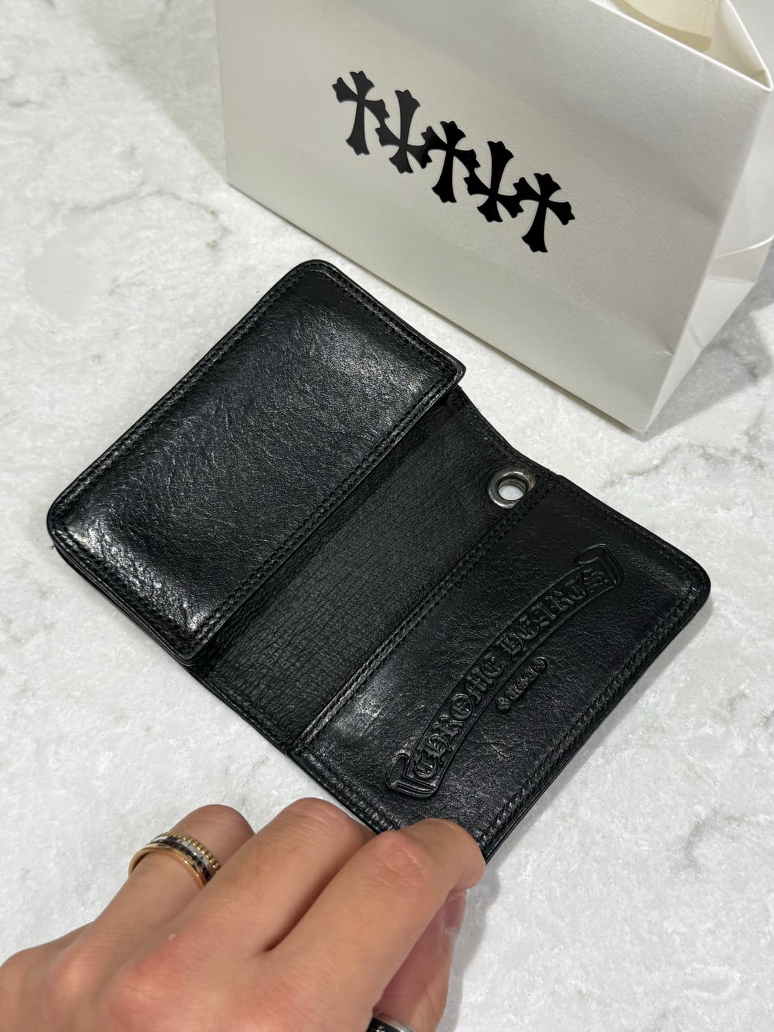 [ONE SIZE] 크롬하츠 실버 스크롤 라벨 카드지갑 블랙 상품이미지4