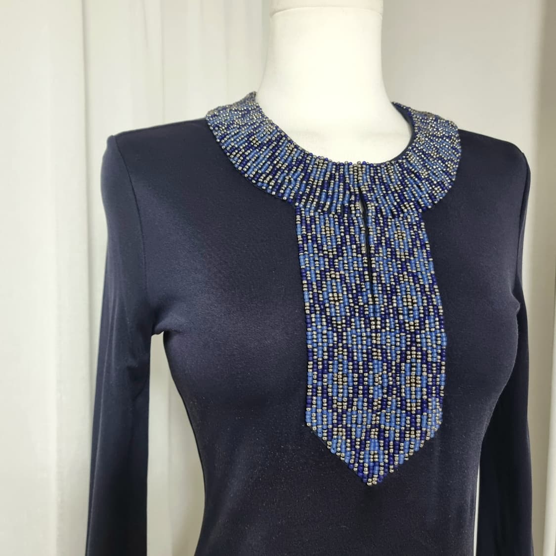 토리버치 비즈장식 실크100% 드레스 원피스 (44~날씬55) 상태최상 상품이미지5