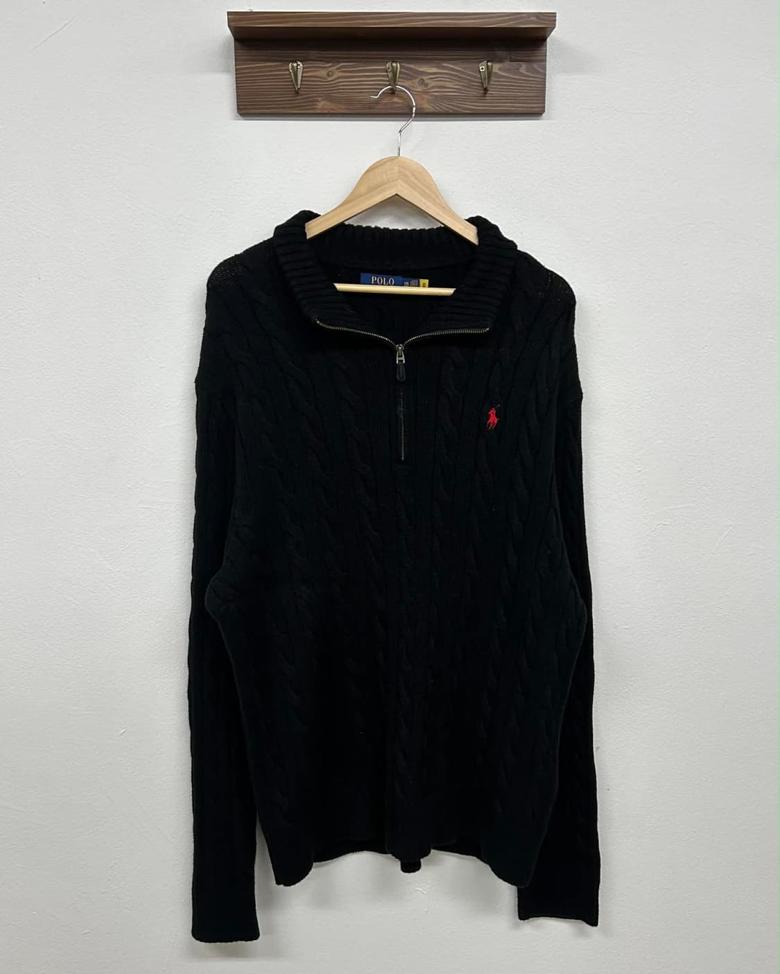 [XXL] 폴로 랄프로렌 블랙 케이블 니트 하프 집업 상품이미지1