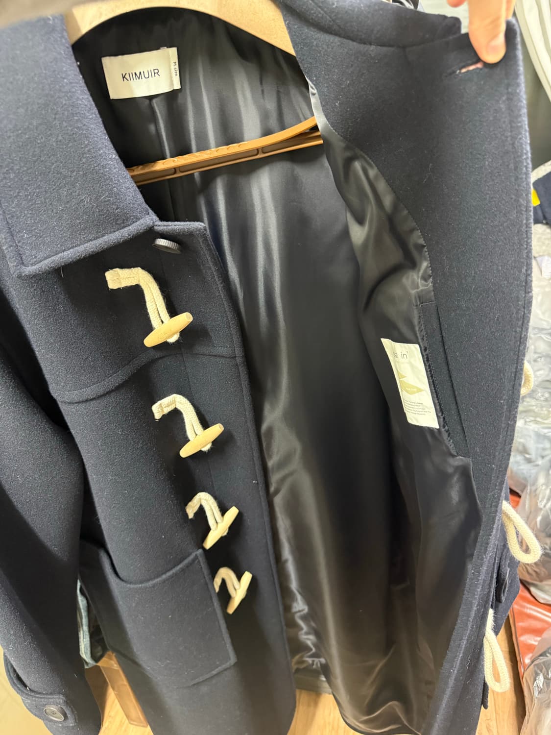 키뮤어 서플러스 울(WOOL) 세미오버 더플 코트_네이비 M 판매  상품이미지4