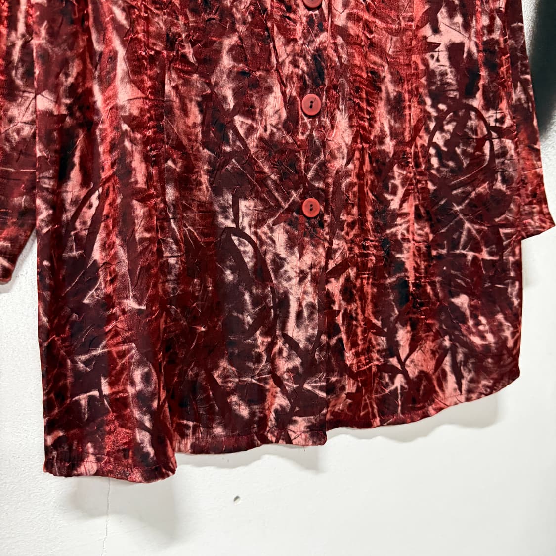 VTG 빈티지 오리엔탈 버건디 오간자 패턴 셔츠 상품이미지4