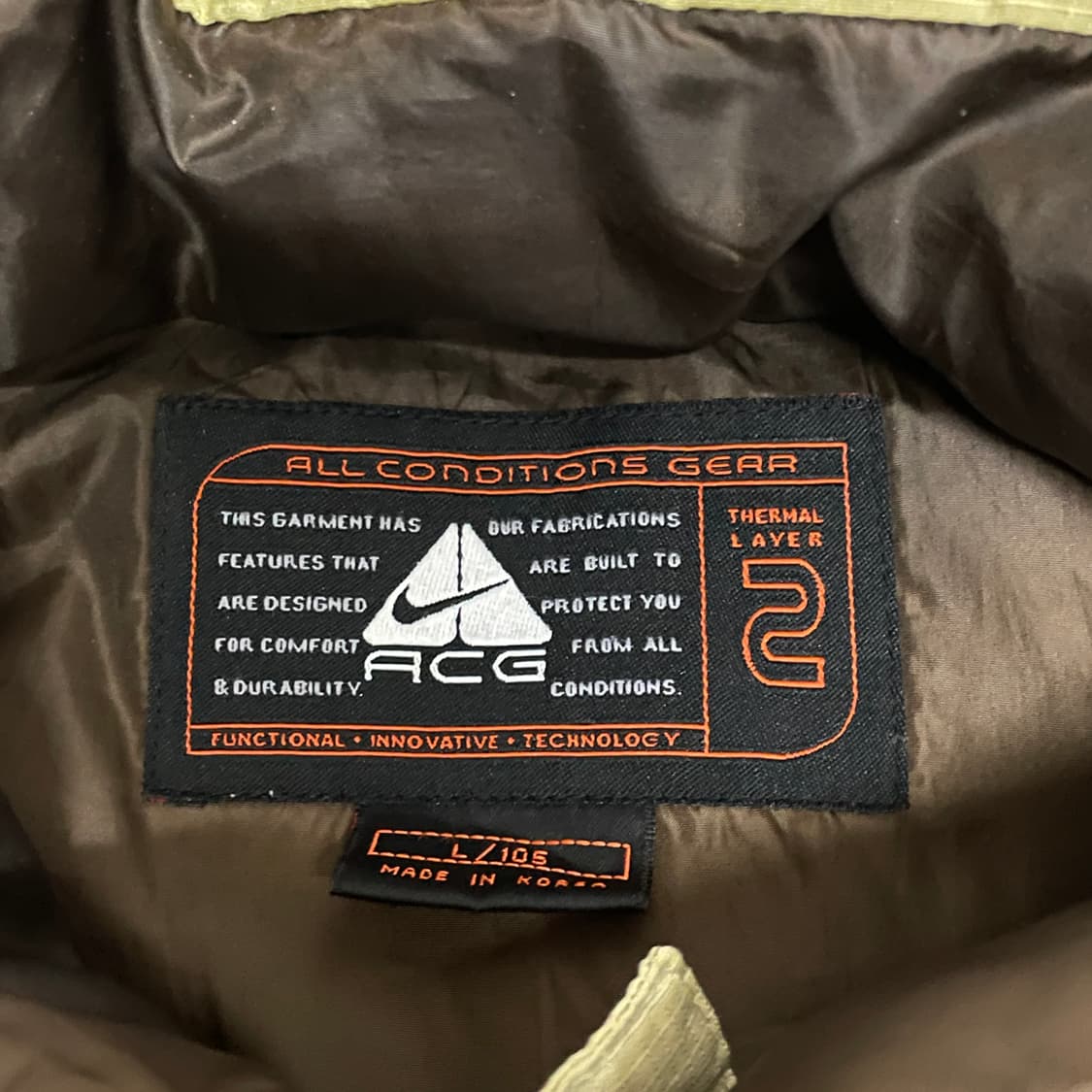 00s NIKE ACG 나이키 베이지 나일론 립스탑 다운 베스트 조끼 L 상품이미지7