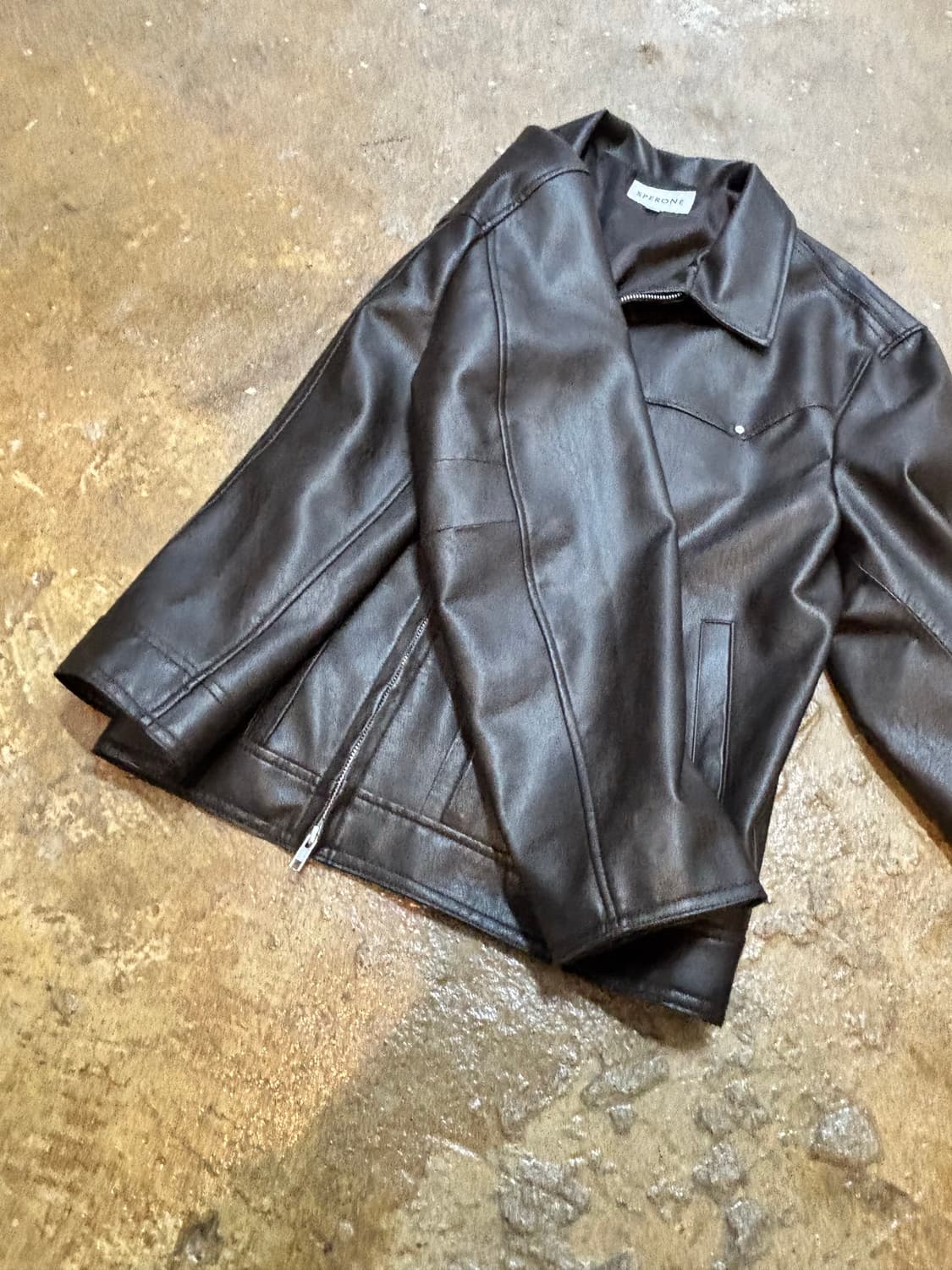 스페로네 더블 라인 트러커 크랙 자켓/브라운 상품이미지5