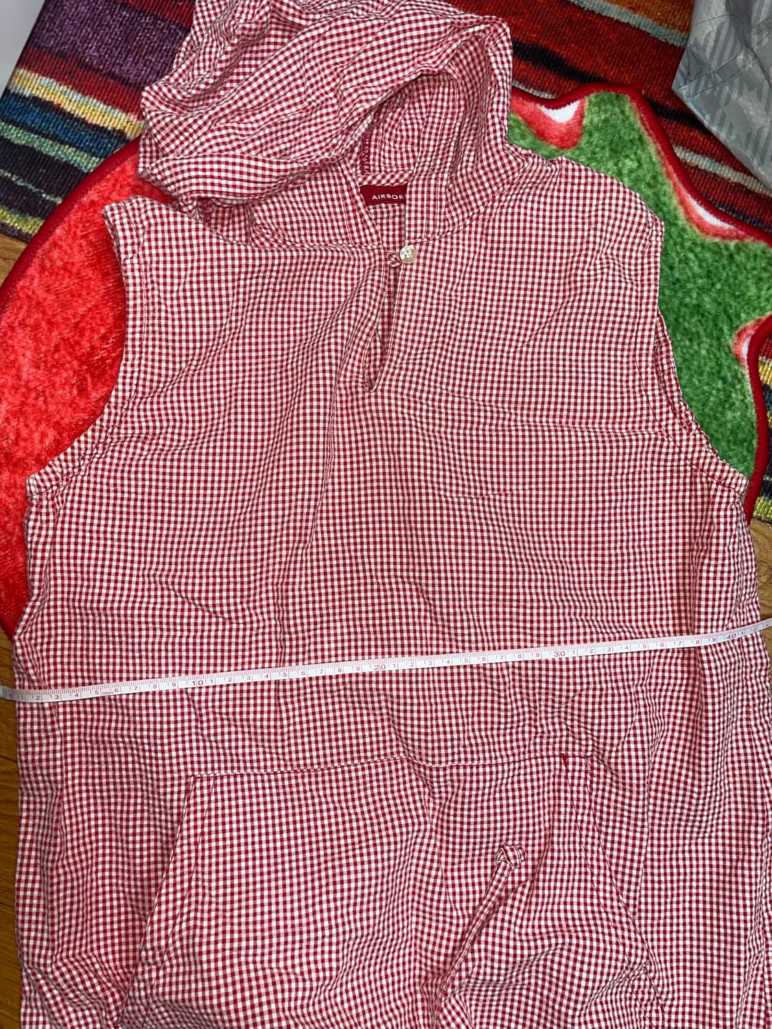 빈티지 후드 체크 나시 상품이미지2