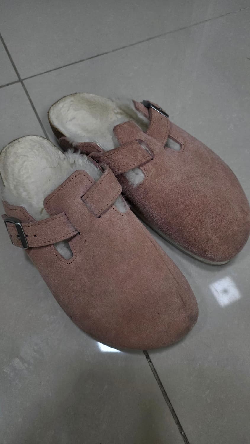 버켄스탁 보스턴 퍼 핑크 슬리퍼 245사이즈 (고급 비브람 밑창 완료) 상품이미지2