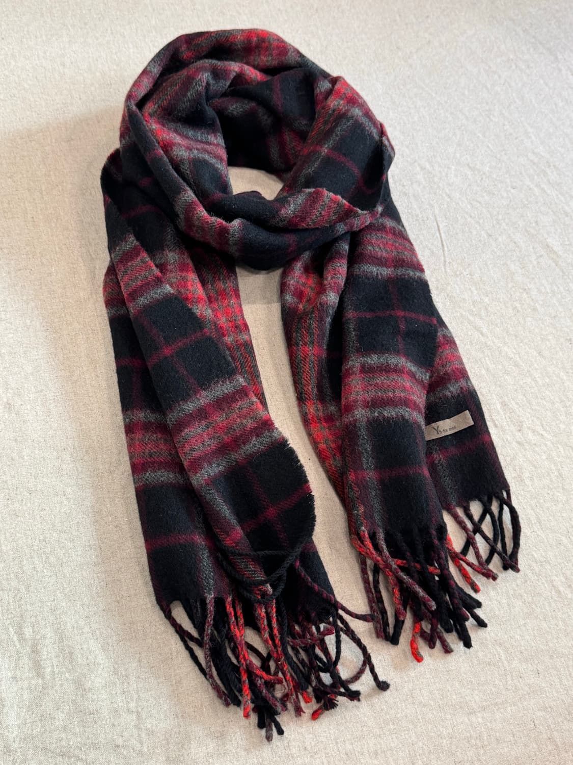 요지야마모토 00s 울 체크 머플러 상품이미지1