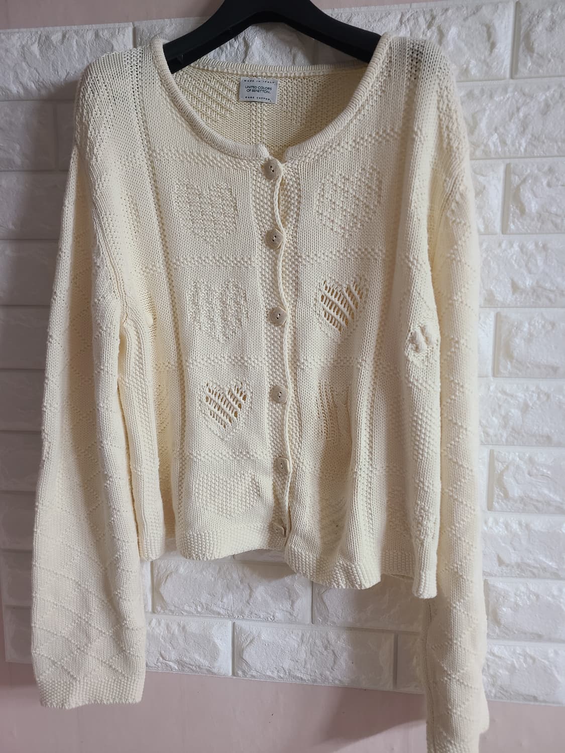 베네통 아이보리 니트 가디건 상품이미지1