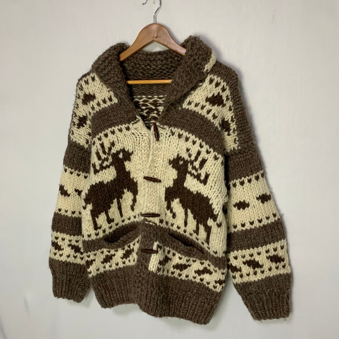 코위찬 코위챤 노르딕 패턴 빈티지 니트 스웨터 떡볶이 버튼 가디건 상품이미지3