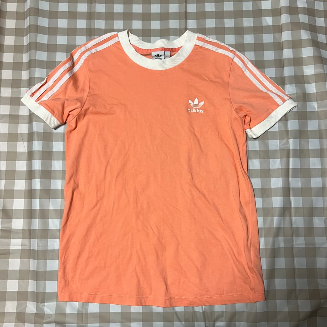 아디다스 핑크색 반팔 L 링거 삼선 티셔츠 반팔티 Y2K 여성 상품이미지1