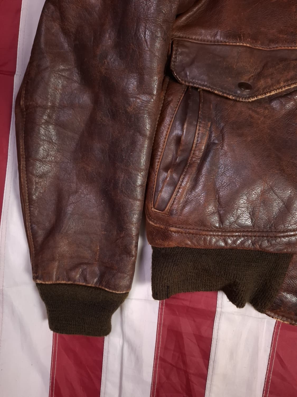 오리지날 미국제조 쇼트 G-1 리얼레더 항공자켓 상품이미지5