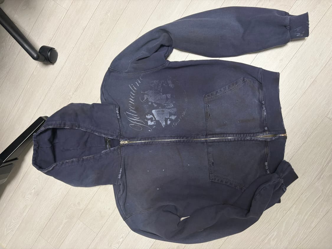 선데이오프클럽 아드레날린 트래시드 집 후디 워시드 퍼플 1 상품이미지2