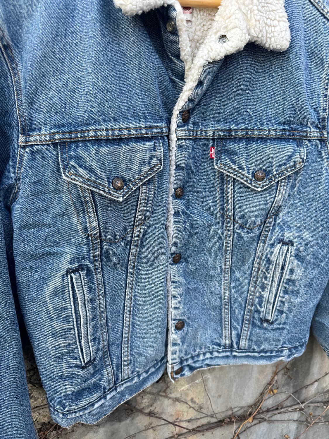 80~90s 리바이스 빈티지 레드탭 긴 기장 쉐르파 데님 트러커 자켓 상품이미지5
