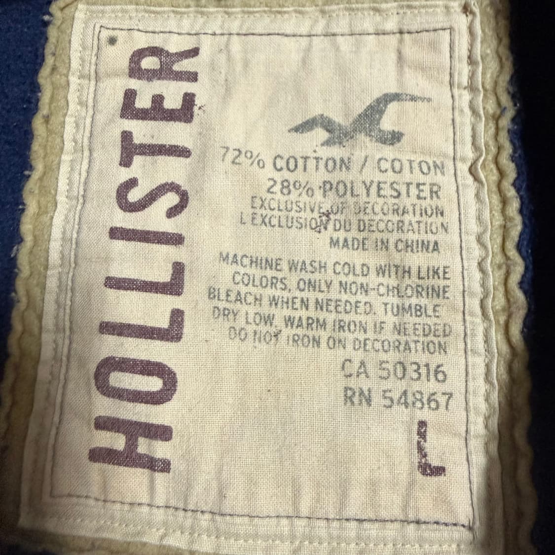 홀리스터 네이비 후드집업 L 상품이미지3