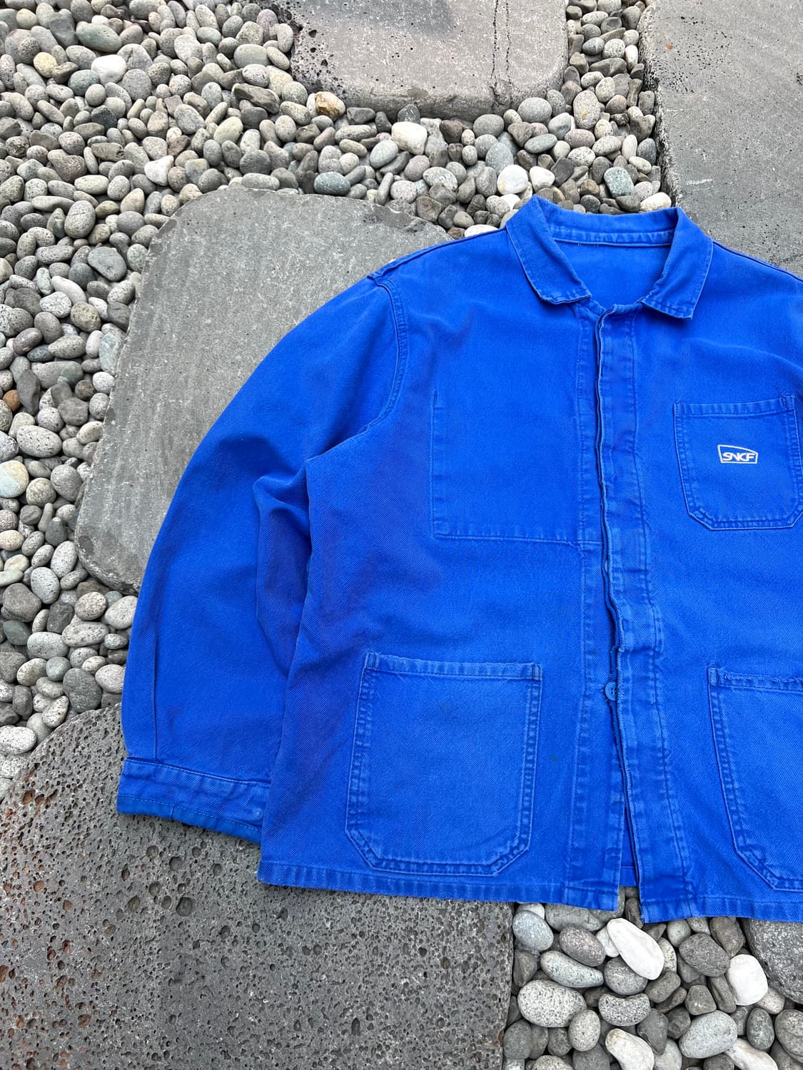 OLD VINTAGE WASHING BLUE SNCF 프렌치워크자켓 상품이미지3