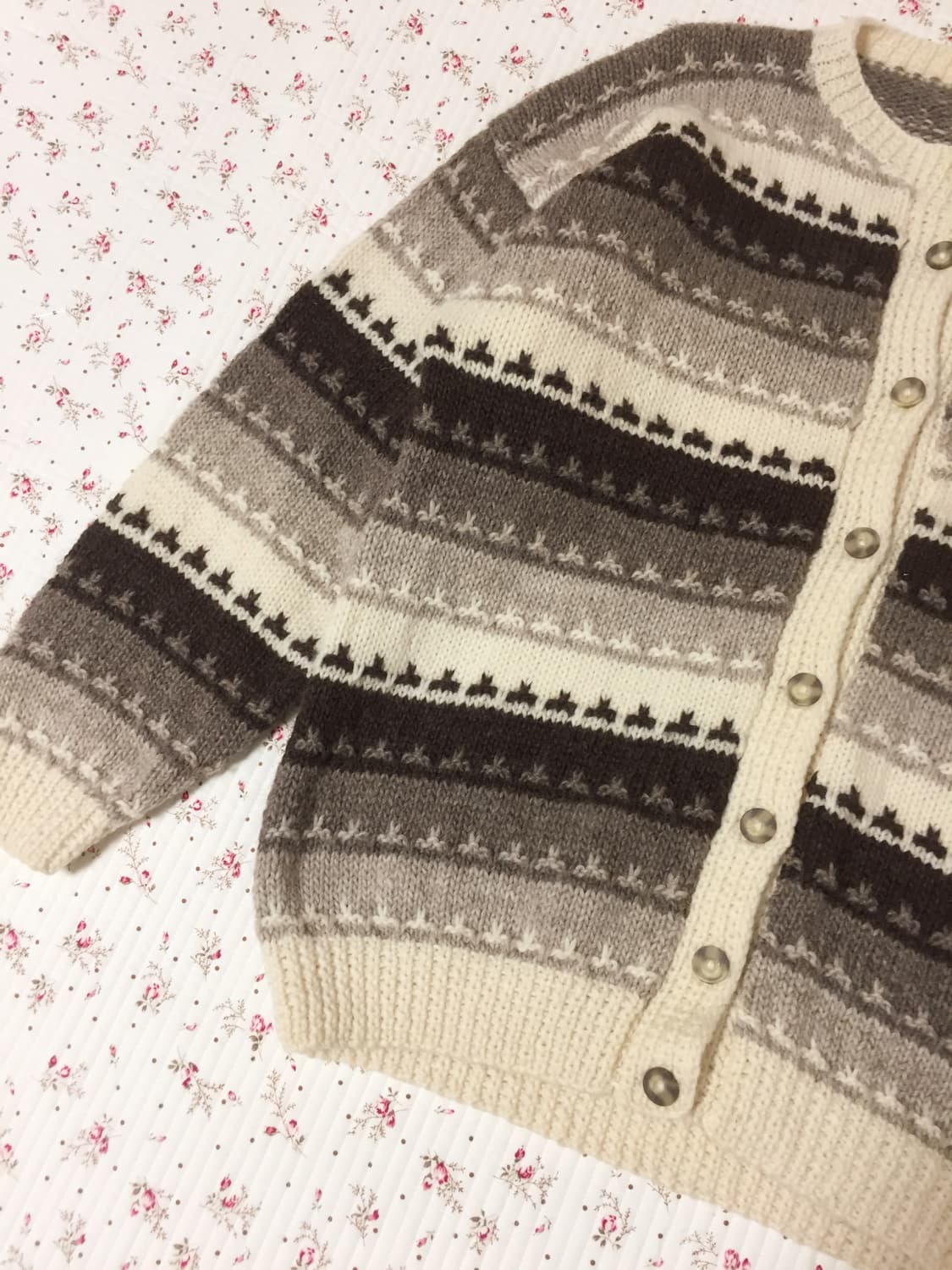 빈티지 모리걸 브라운 스트라이프 가디건 상품이미지3