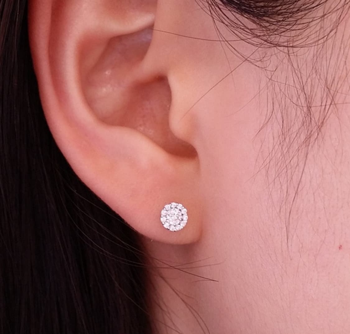 스톤헨지 스톤세팅 14k화이트골드 귀걸이 (세척완료) 상품이미지1