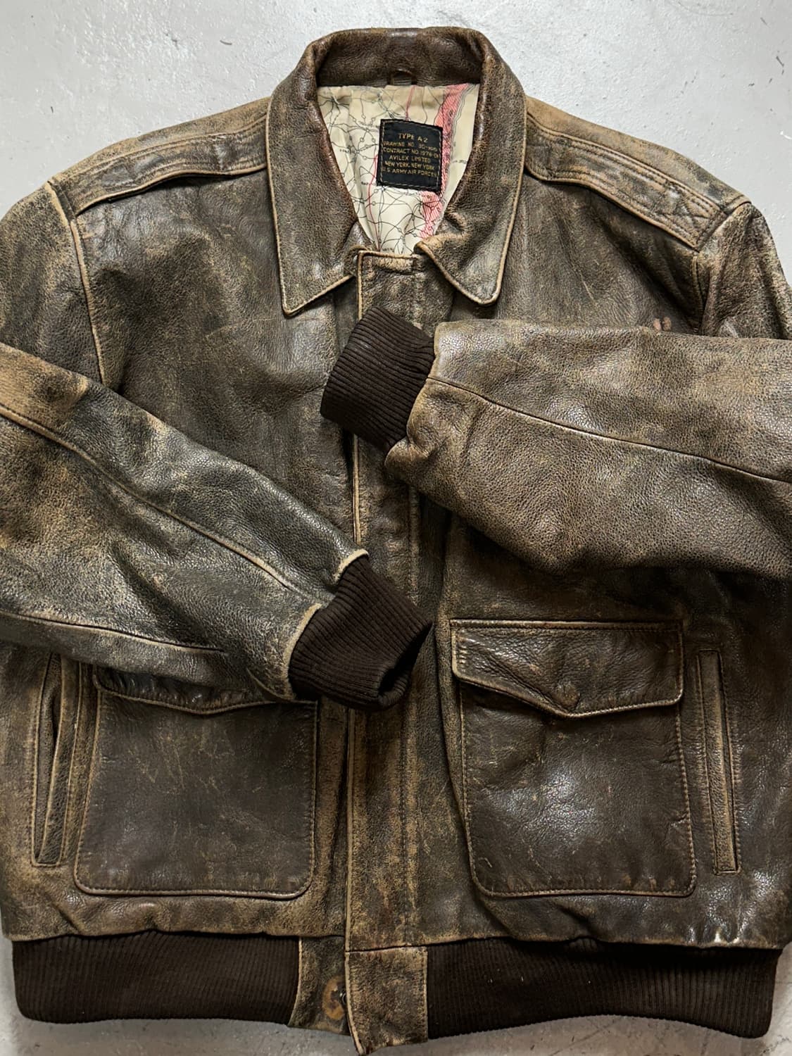 90's OG 아비렉스 레더 A-2 자켓 빈티지 레더 봄버 자켓 상품이미지8