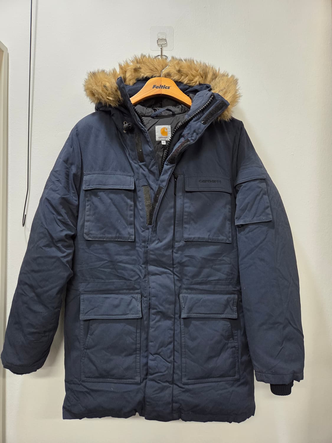 칼하트 네이비 후드 덕다운 패딩 점퍼 90 빵빵다운 폭신폭신다운 상품이미지1