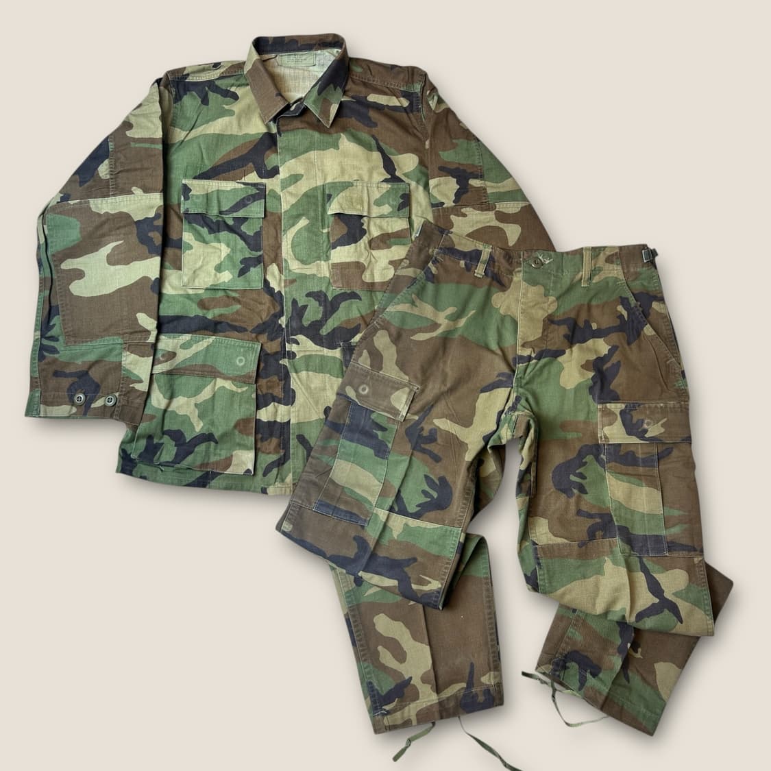 O093 미군 우드랜드 카모 BDU 셔츠 & 팬츠 세트 상품이미지1