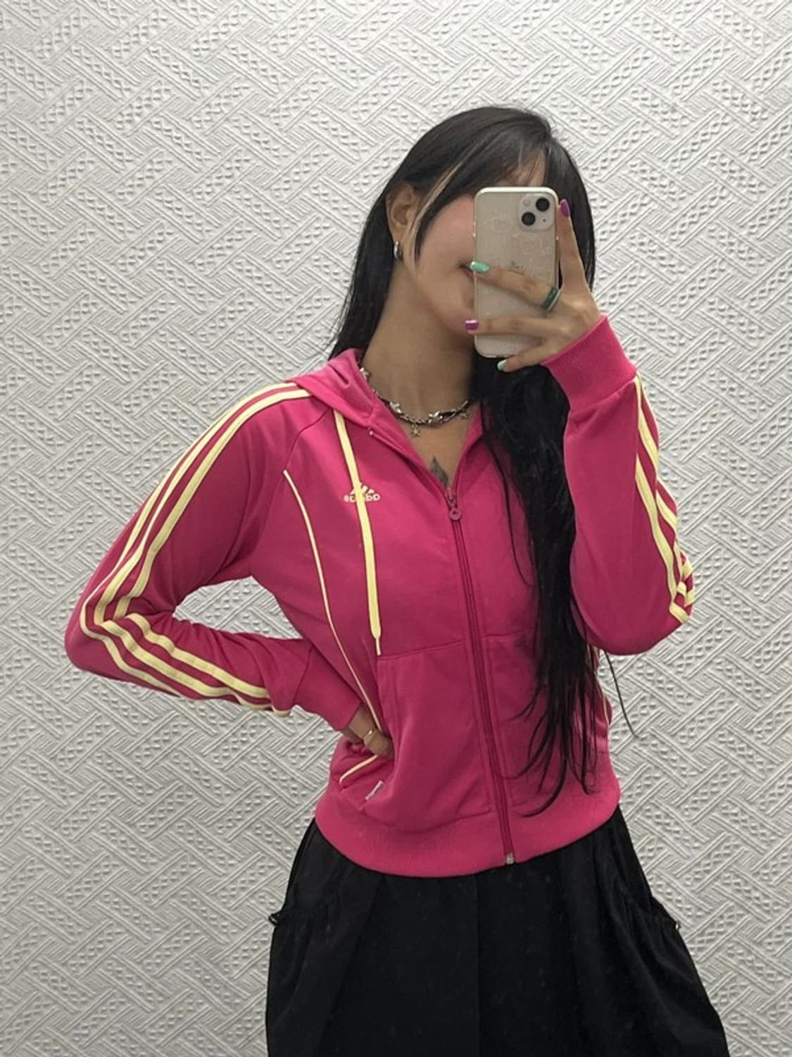 아디다스 Y2K 핑크옐로우 트랙탑 져지 후드 집업 90 C06694 상품이미지1