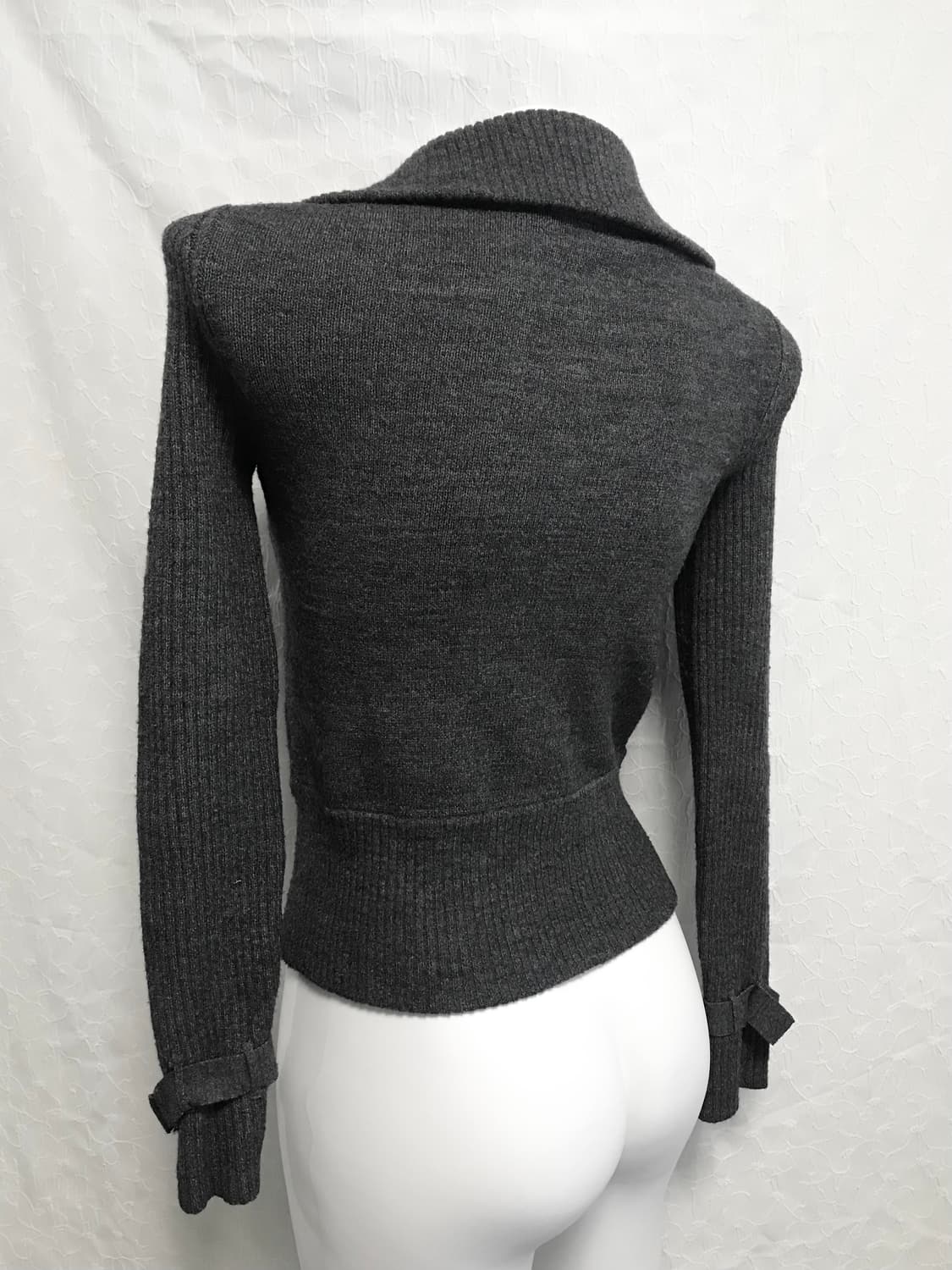 빈티지 아르마니 익스체인지 메리노 울 하이넥 버튼 집업 니트 가디건 상품이미지6