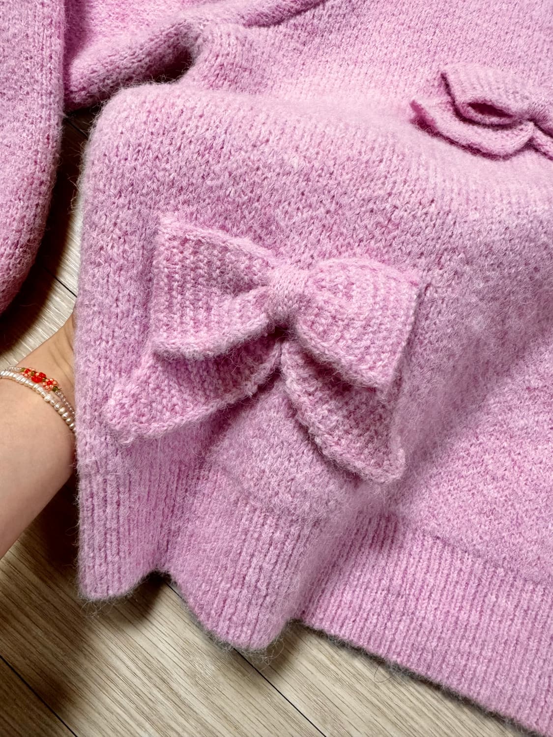 44 55 텍ㅇ새상품 정가45만 Cras 리본 벌룬소매 니트 스웨터 상품이미지10