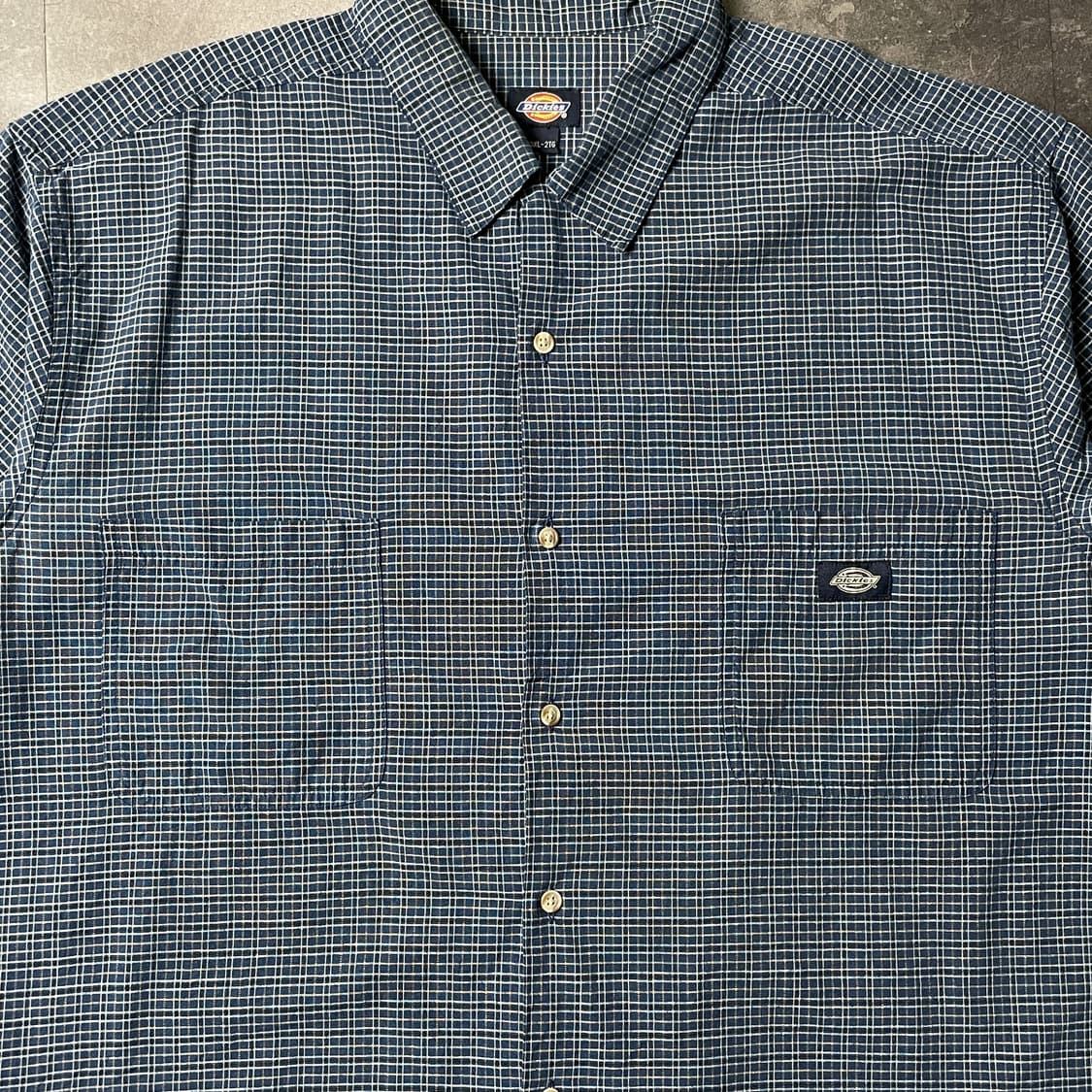 DICKIES 디키즈 빈티지 블루 체크 반팔 워크 셔츠 A00959 상품이미지3