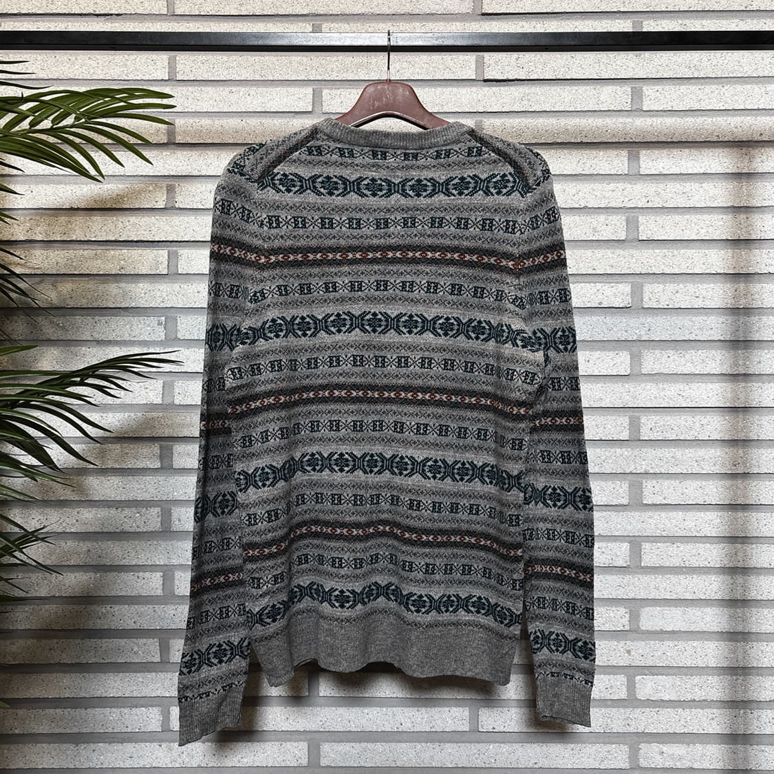 USA VINTAGE 스트라이프 에스닉 패턴 니트 롱슬리브 램스울 디테일 상품이미지3