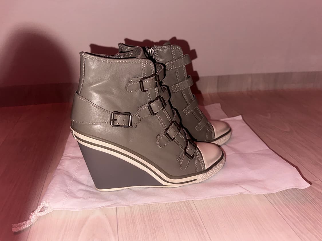 ash 웨지힐 레더 스니커즈 애쉬베이지 모카베이지 37 상품이미지2