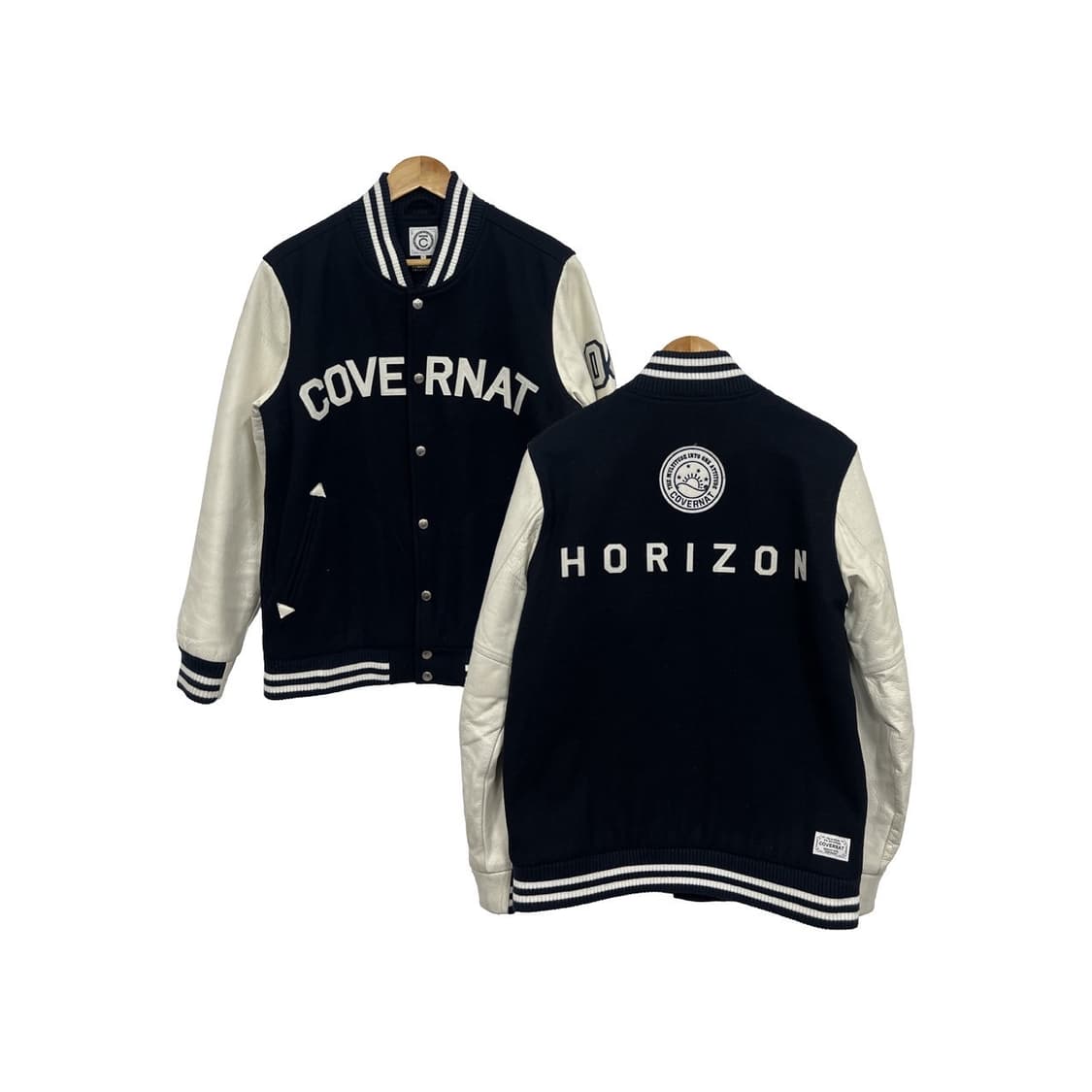 커버낫 신슐레이트 레터링 로고 소가죽 바시티 자켓 상품이미지1