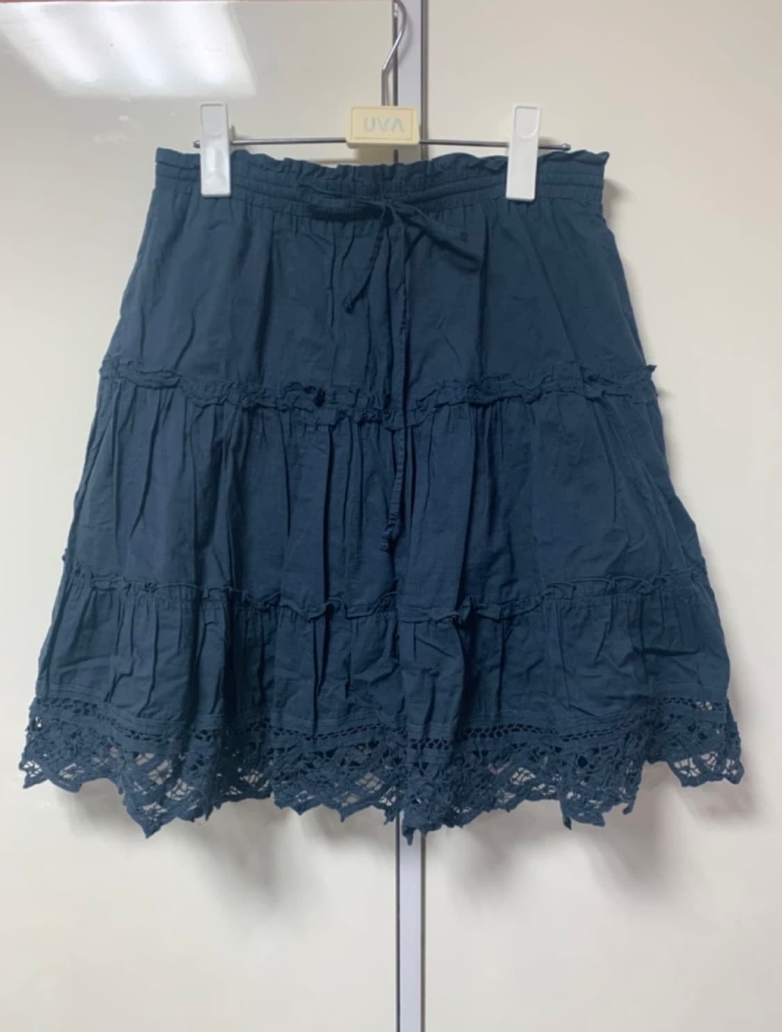 모리걸하구미 네이비 레이스트리밍 스커트 상품이미지1