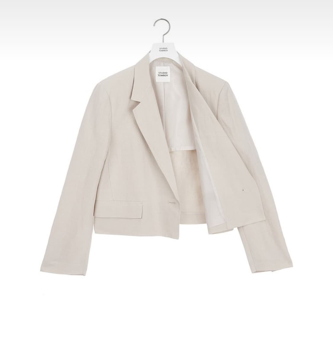 [Studio Tomboy]스튜디오톰보이 크롭 원버튼자켓(라이트베이지) 상품이미지3
