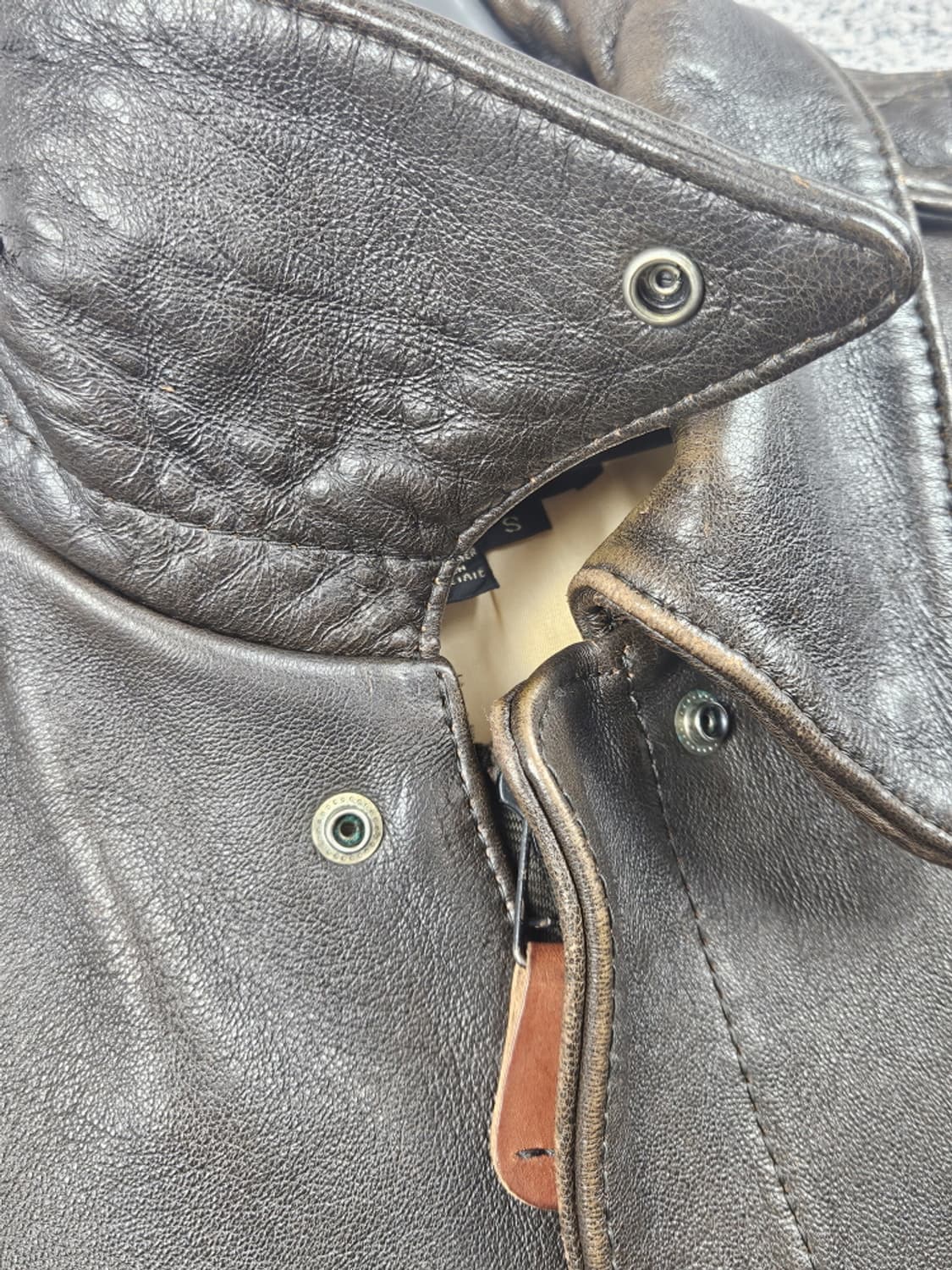 90's AVIREX 핀업걸 A-2 가죽 플라이트 자켓 (S)/10481 상품이미지10