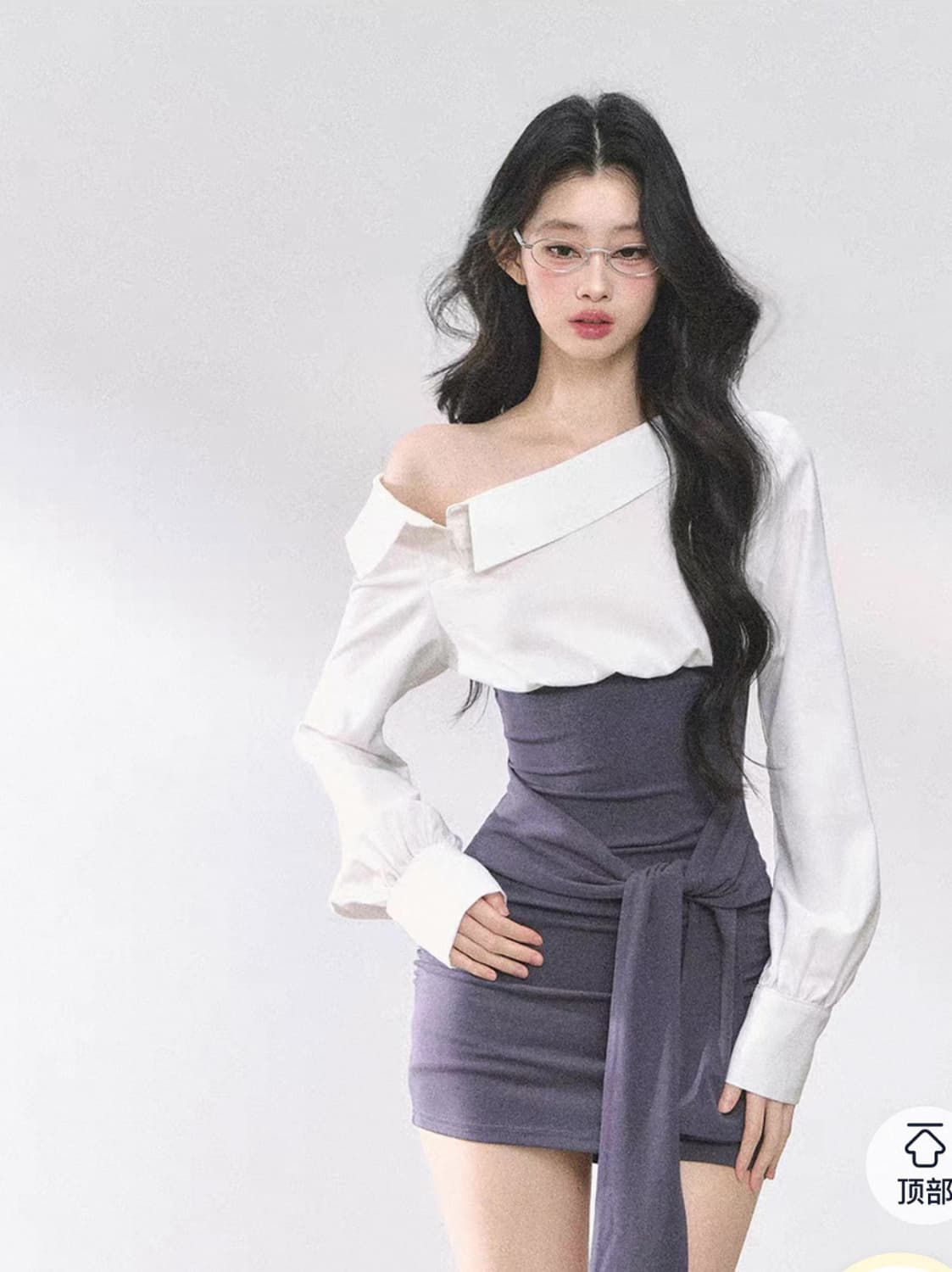 [중브/오프숄더 셔츠 리본 탑] 발레코어 오피스 데이트 블라우스 클리시어 상품이미지1