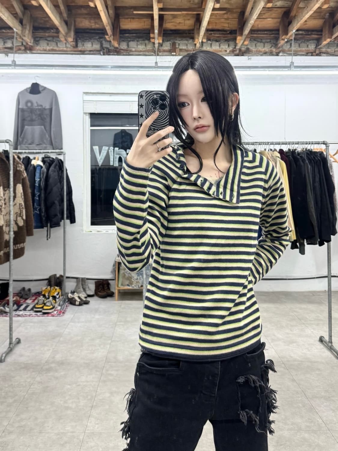 Hushush 사이드 버튼 니트 상품이미지7