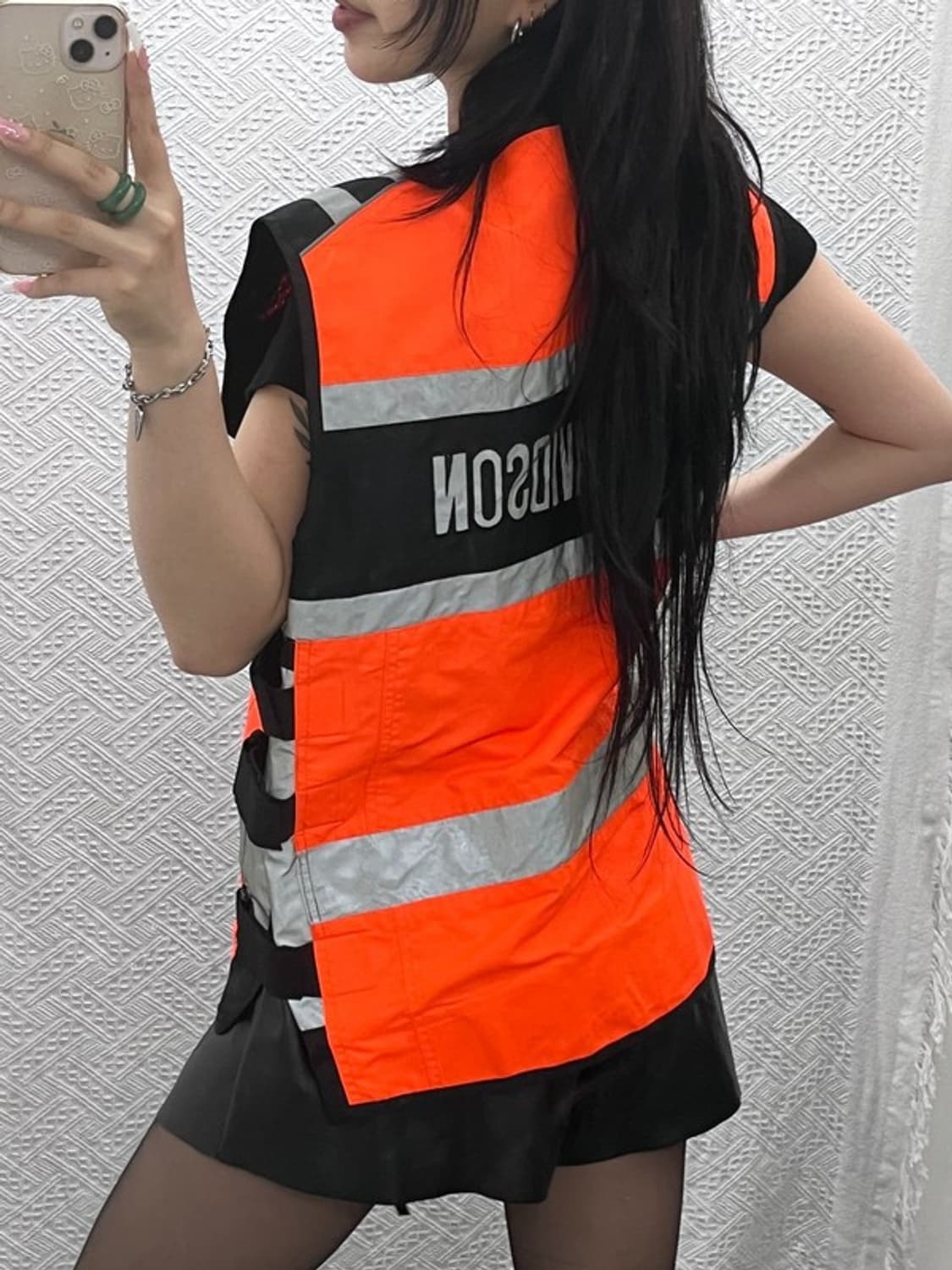 할리 데이비슨 레트로 펑크 네온오렌지 사이클 안전조끼 XL C12505 상품이미지2