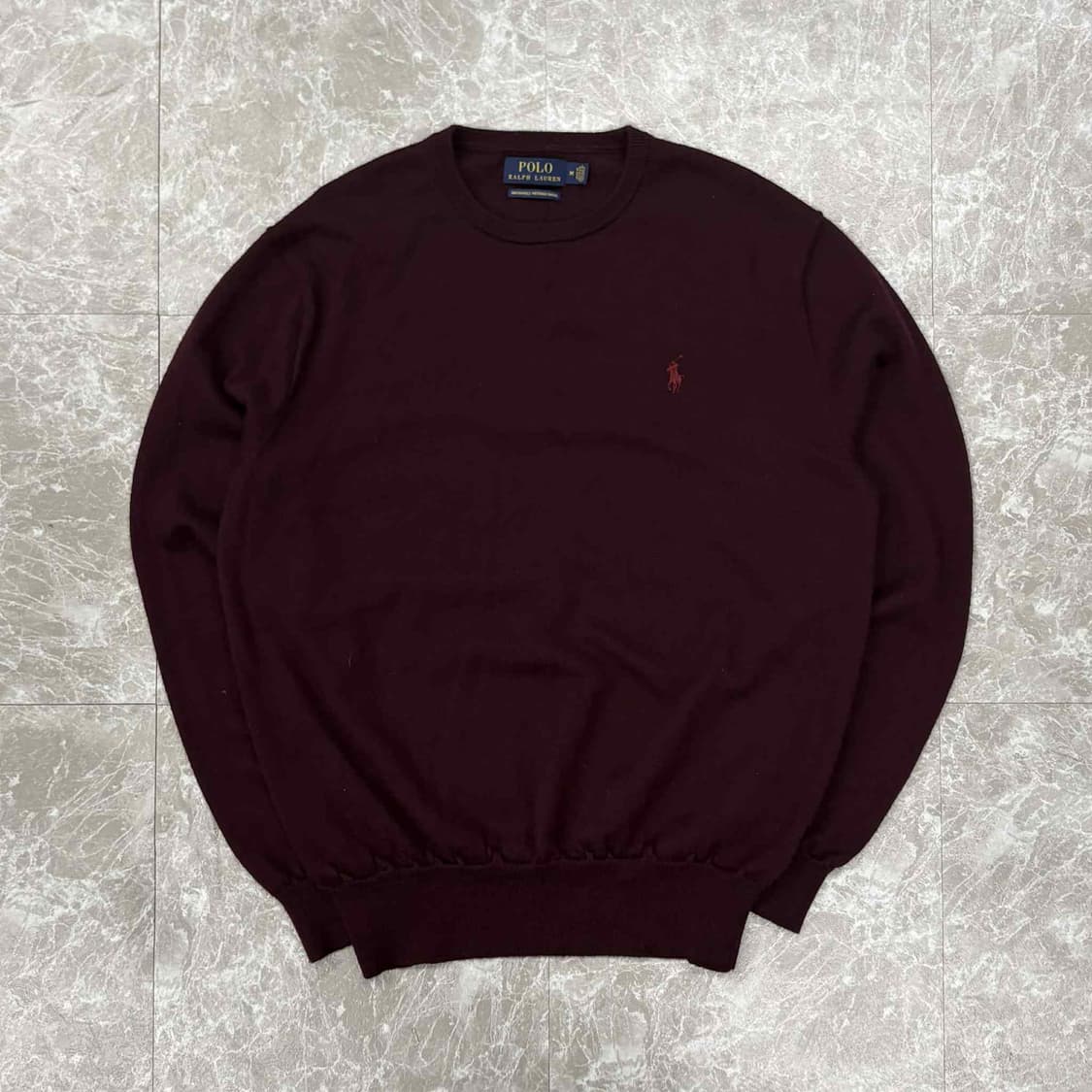 폴로 랄프로렌 버건디 워셔블 메리노 울 맨즈라인 크루넥 니트(M) 상품이미지1