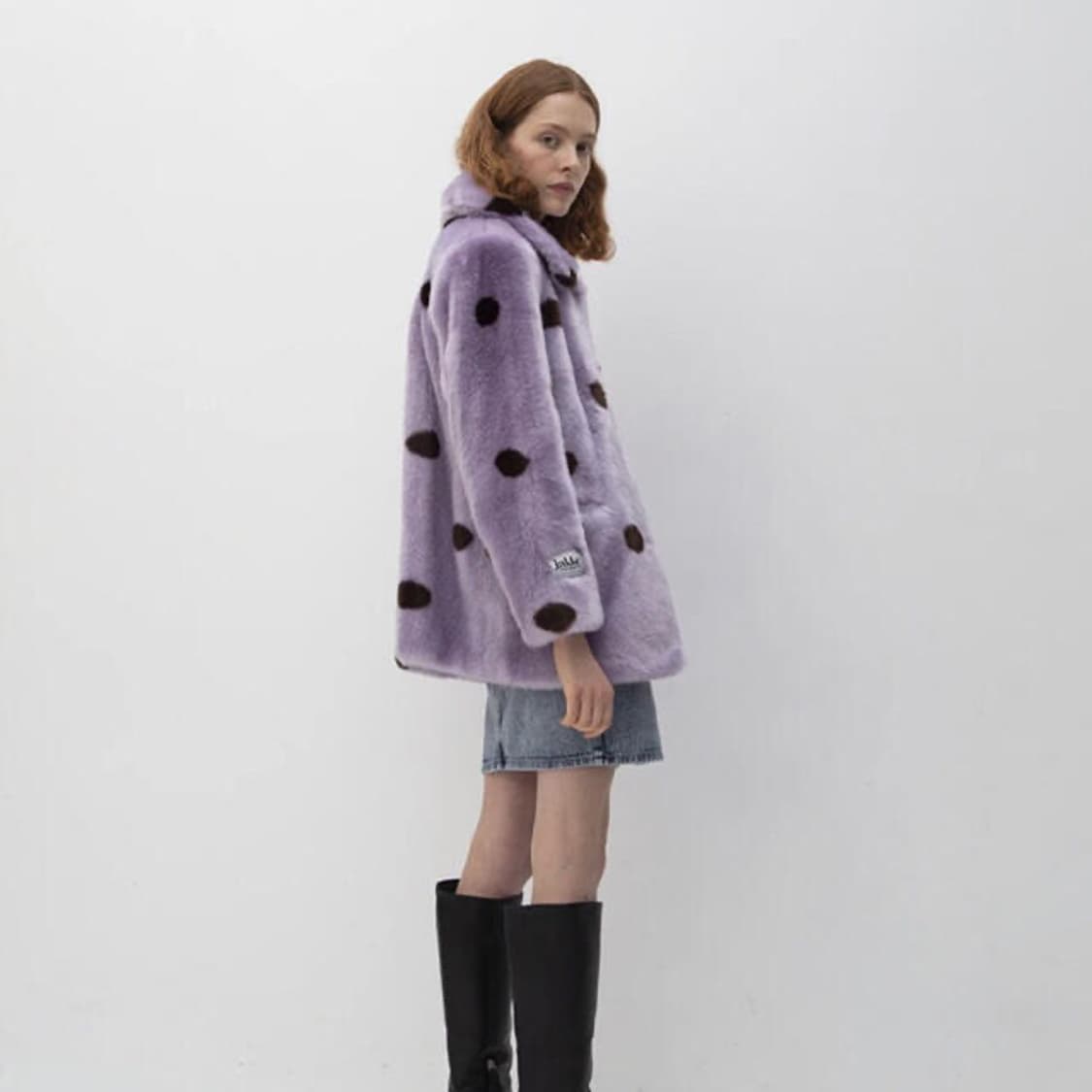 jakke polka dot fur coat purple 상품이미지2