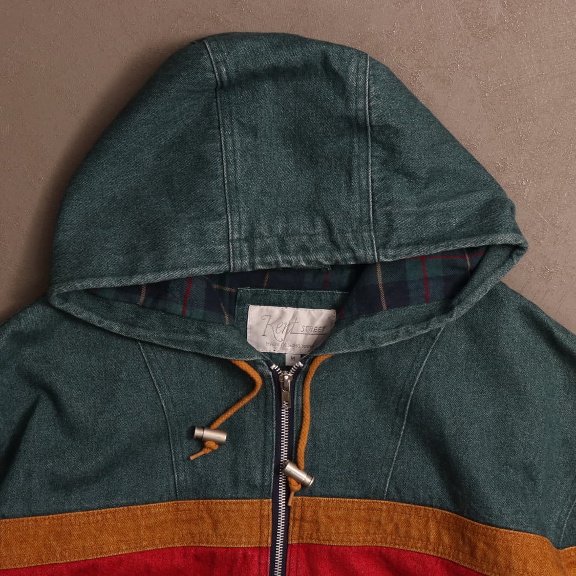 90's 일본빈티지 헤비코튼 컬러블록 후드자켓 A1418 상품이미지2