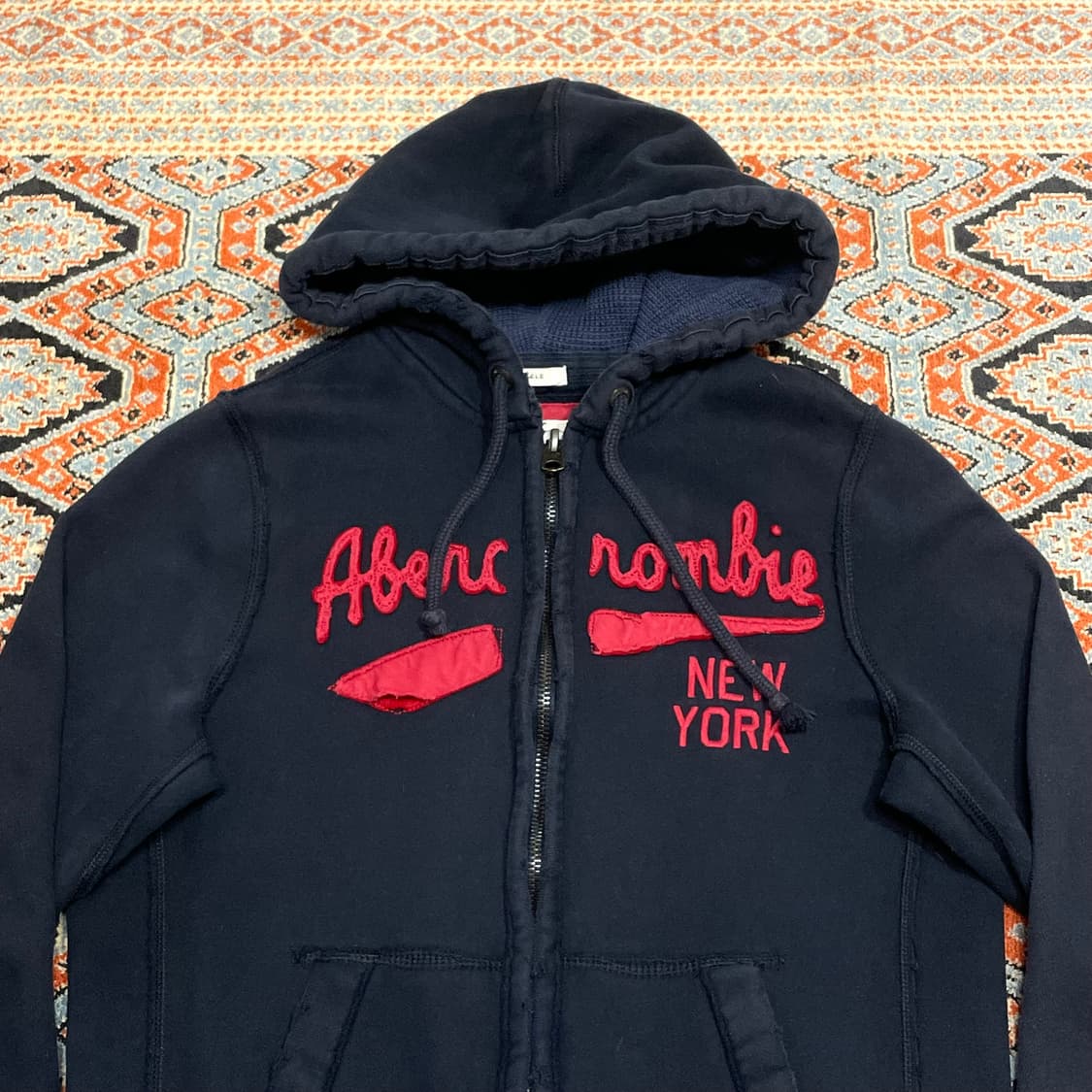 아베크롬비 스펠로고 네이비 기모 후드집업 여성L 상품이미지2
