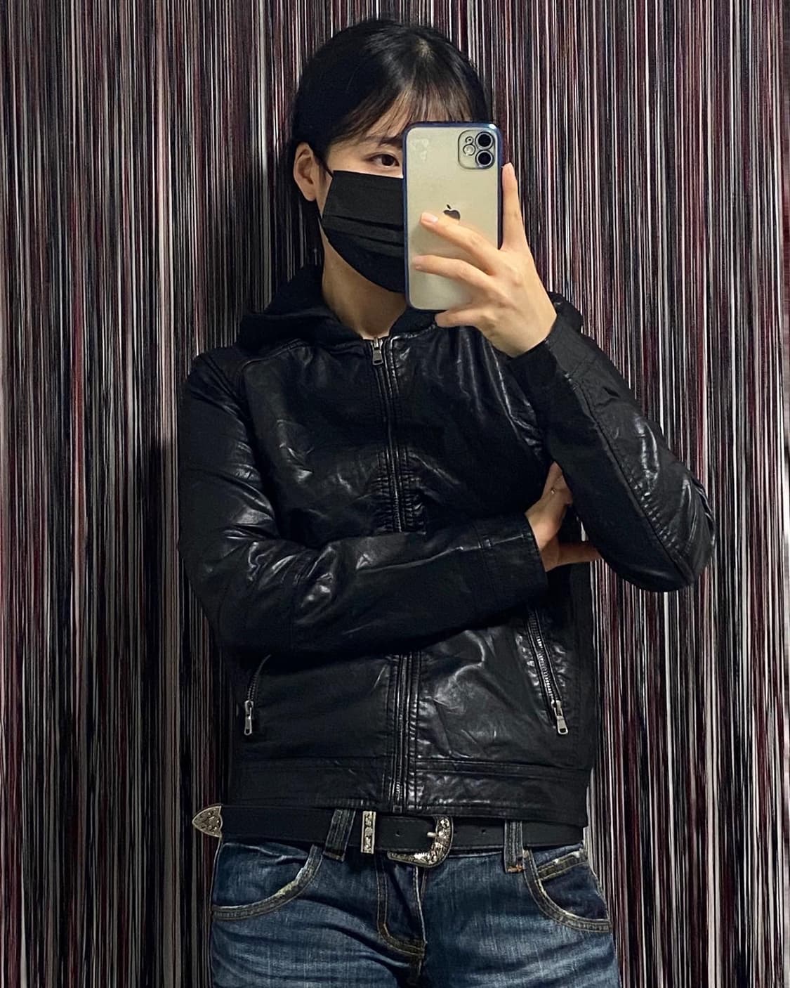 Japan) 비건레더 후드가죽자켓  상품이미지3