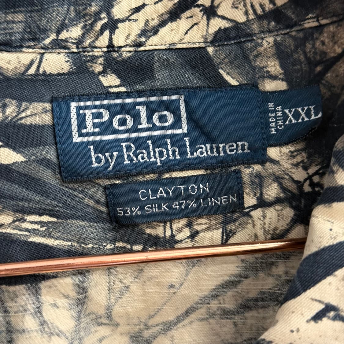 90S 폴로 랄프로렌 레어 오픈 컬러 실크 린넨 셔츠 XXL 상품이미지2