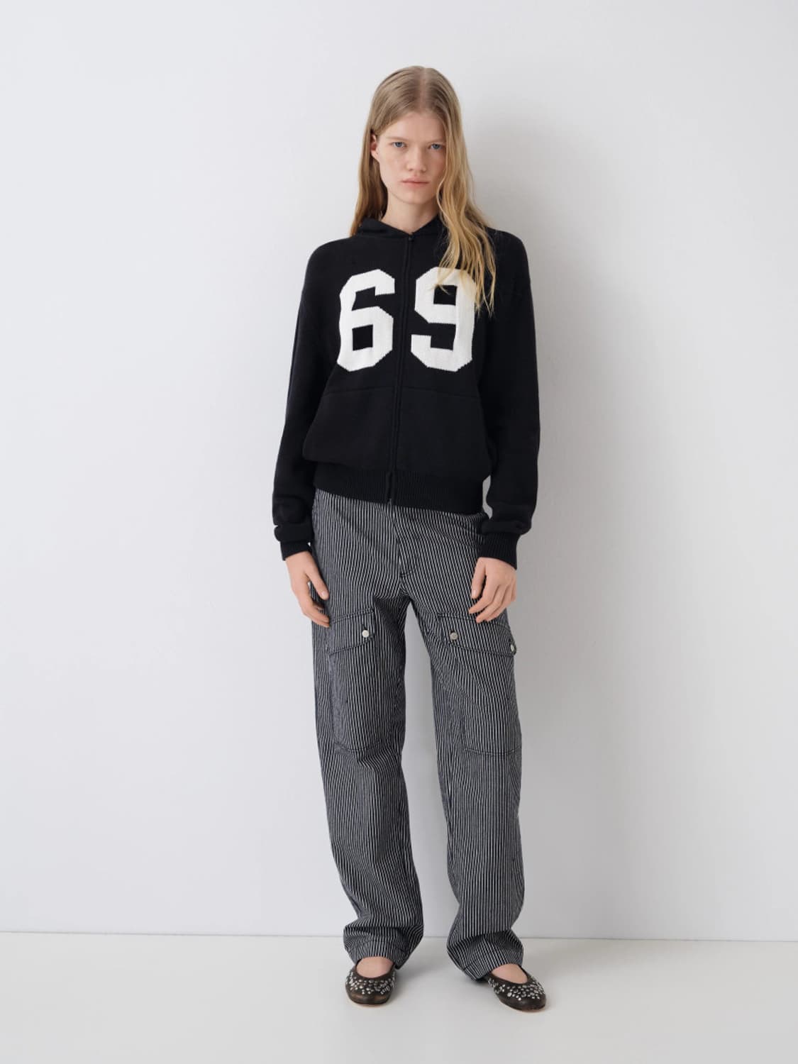 [XS,S,M]기마구아스 69 니트 후드 집업/블랙 상품이미지5