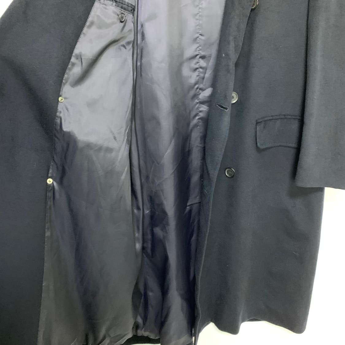 더블 버튼 롱 코트 캐시미어 블랙네이비 100 빈티지 남성코트 남녀공용 상품이미지8