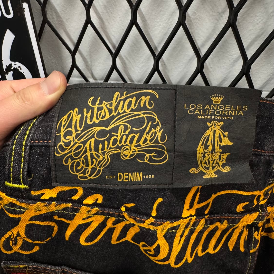 00s 크리스찬 오디저 데님 반바지 후면 호랑이 자수 포인트 흑청 상품이미지7