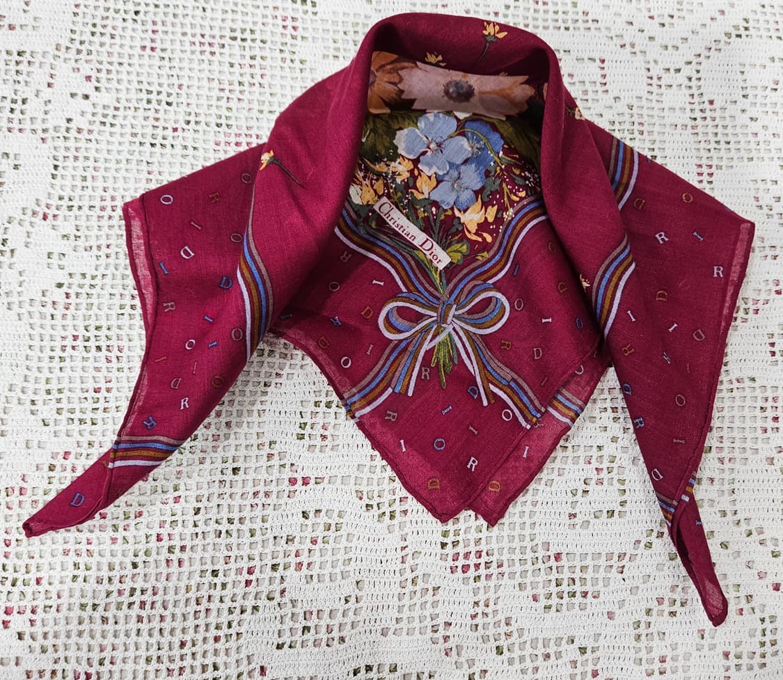 (Christian Dior) 플라워 리본 패턴 손수건 상품이미지4