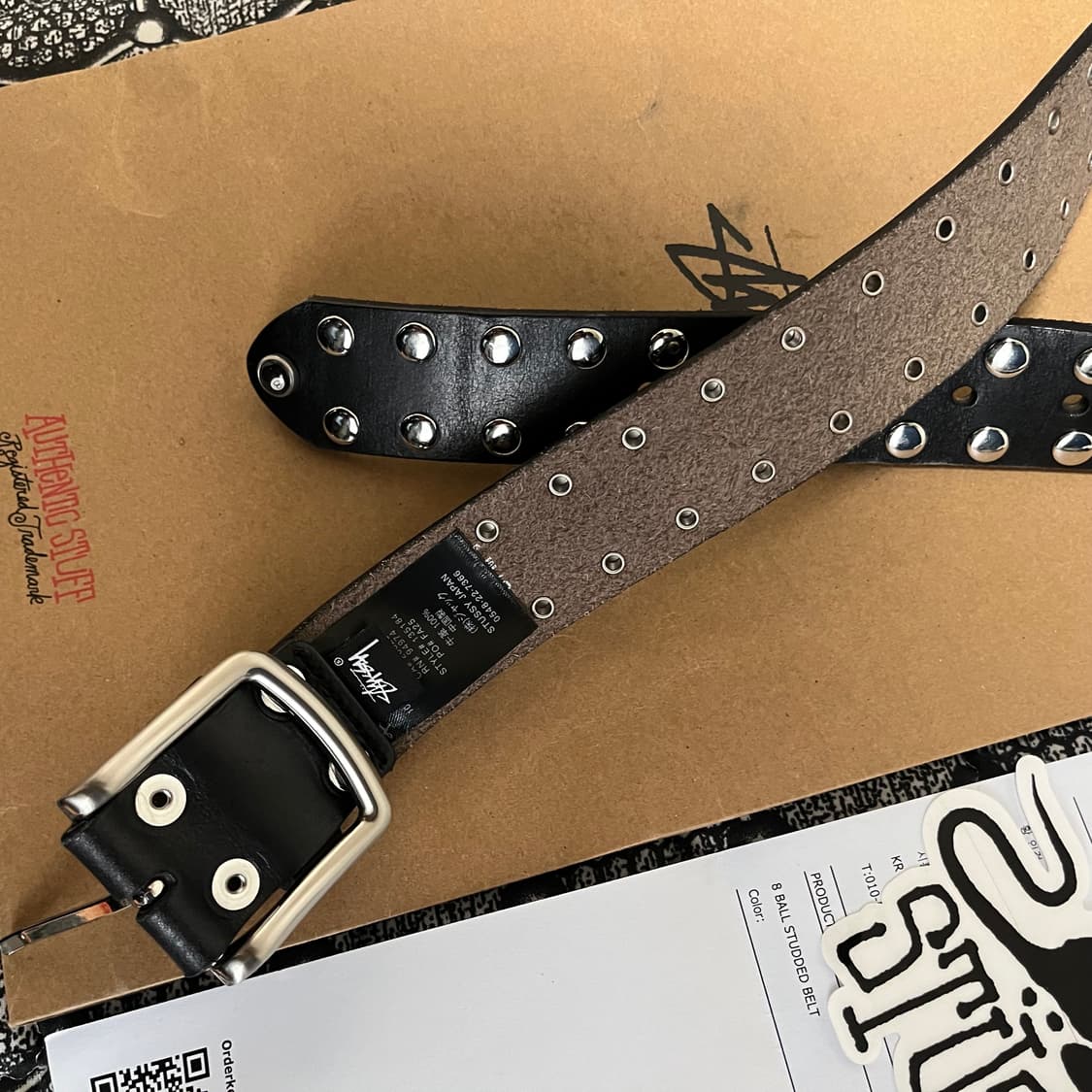 [S-M] 스투시 8볼 스터드 벨트 블랙 상품이미지2