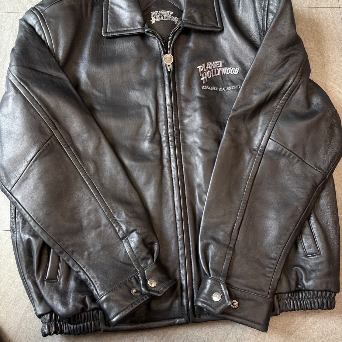 Planet Hollywood black leather jacket 상품이미지9