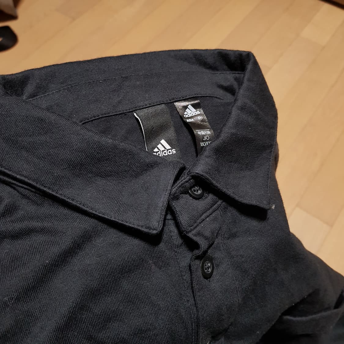 105-110/아디다스 미사용 오버핏 블랙 폴로카라 면반팔셔츠/416-3 상품이미지1