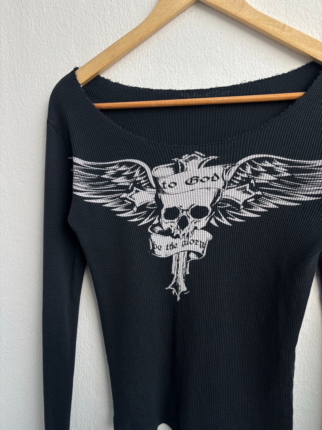 Vintage Black Skull Long Sleeve Top 상품이미지4
